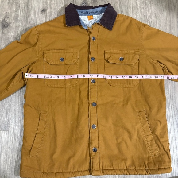 Tailor Vtg Mens M Canvas Shirt Chore Jacket Sherpa Lining Brown Outdoor Corduroy - Picture 6 of 14